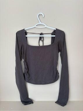 Garage Charcoal Square Neck Long Sleeve Top